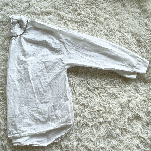 ZARA White Poplin Rhinestone Collar Blouse - Picture 5 of 6